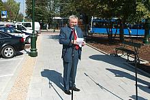 Jacek Majchrowski, Prezydent Miasta Krakowa, podczas uroczystego przekazania ulic Rakowickiej i Lubicz oraz uruchomienia linii t