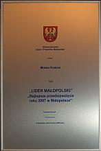 Kapituła Stowarzyszenia Gmin i Powiatów Małopolski przyznała tytuł Lidera Małopolski 2007 Miastu Kraków za "Pawilon Wystawi