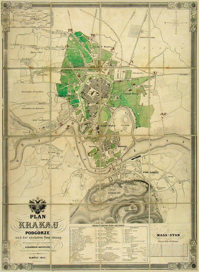 Historyczne widoki i plany Krakowa - Plany z XIX wieku