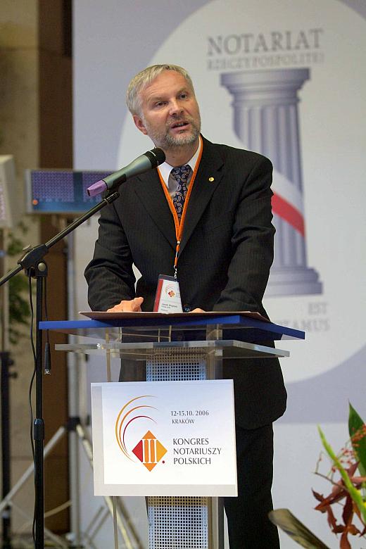 Jacek Wojdyło, przedstawiciel Izby Notarialnej w Katowicach i Prezes Krajowej Rady Notarialnej. 