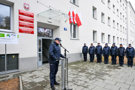 Uroczystość przekazania do użytku zmodernizowanej siedziby VIII Komisariatu Policji w Krakowie na osiedlu Zgody