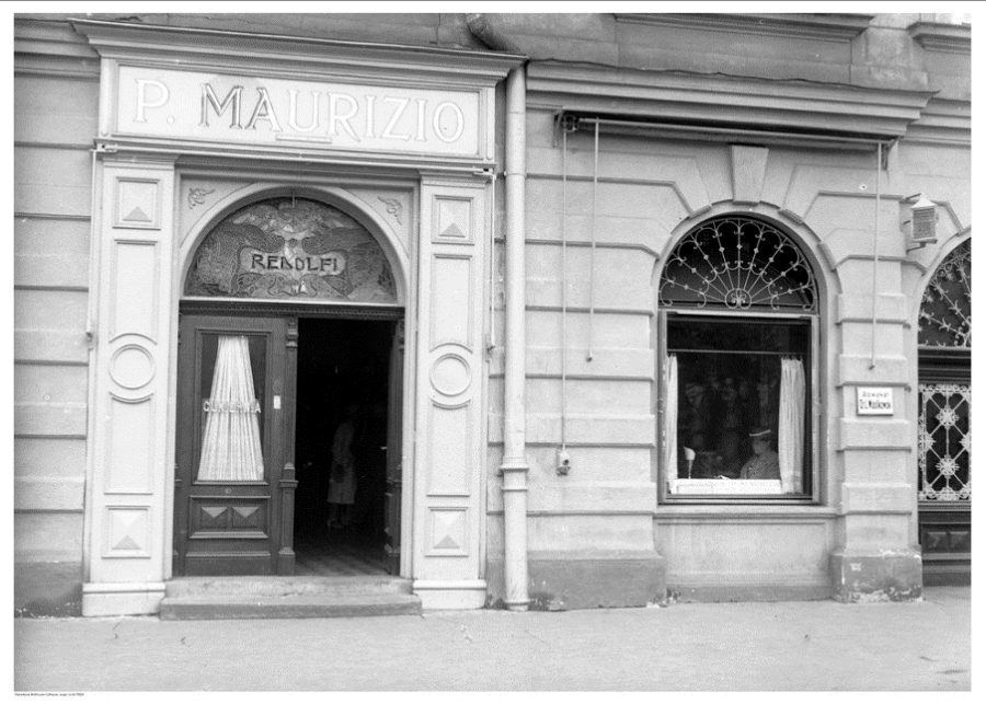 

Cukiernia P. Maurizio, zdjęcie z 1938 r. NAC, sygnatura 1-G-7063