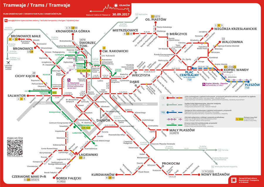 Grzegórzecka - schemat komunikacji tramwajowej