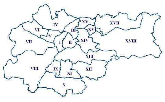 mapa dzielnic Krakowa